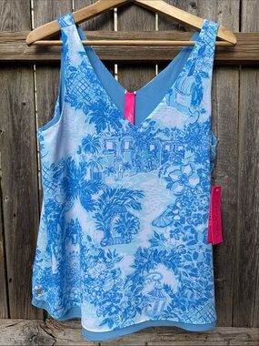 Lilly Pulitzer Florin Reversible Tank Toile Me About It Size M - NWT
